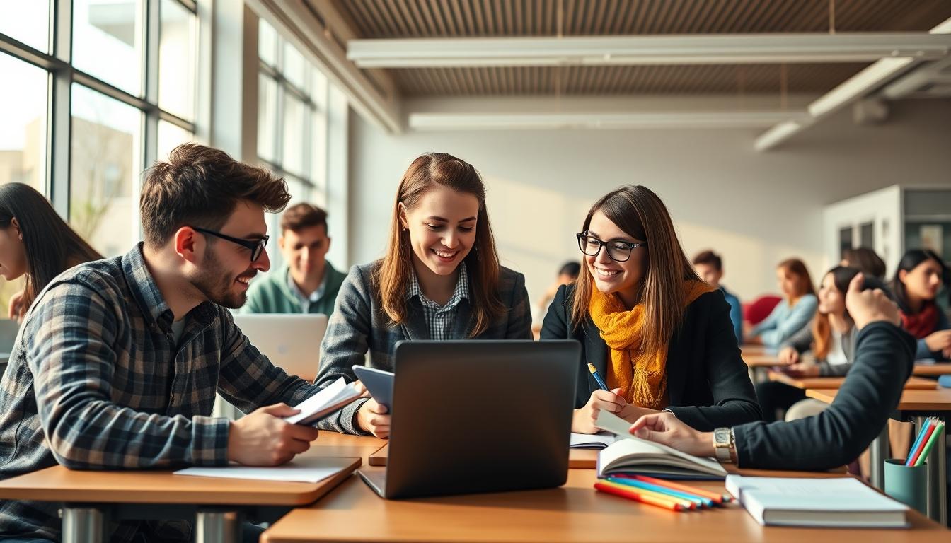 Students working in research laboratory